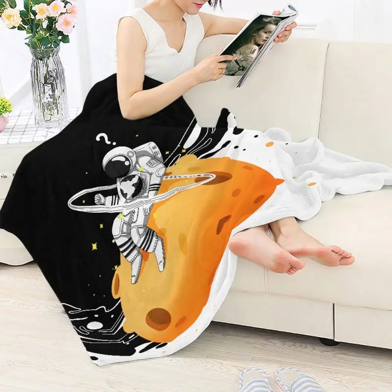 Одеяло на заказ с изображением милой астронавта управляющей планетой пазлом черное одеяло рисунком дизайнерское Фланелевое Флисовое сублимационной печатью
