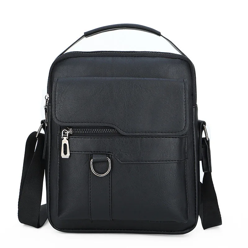 Vintage PU Leather Shoulder Bag Adjustable Crossbody Bag With Zipper Travel Passport Wallet Bag for Men Handbags