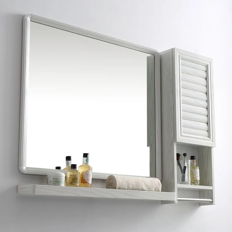 Bathroom Waterproof Shelf Modern Wooden Cabinet LED Mirror Design Vanity Set