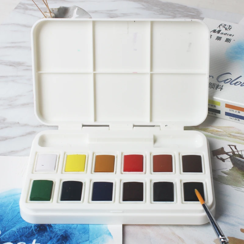 Art Supplies Removable 12 Colors Beginner Mini Paint Solid Watercolor Paint Set For Painting Lovers