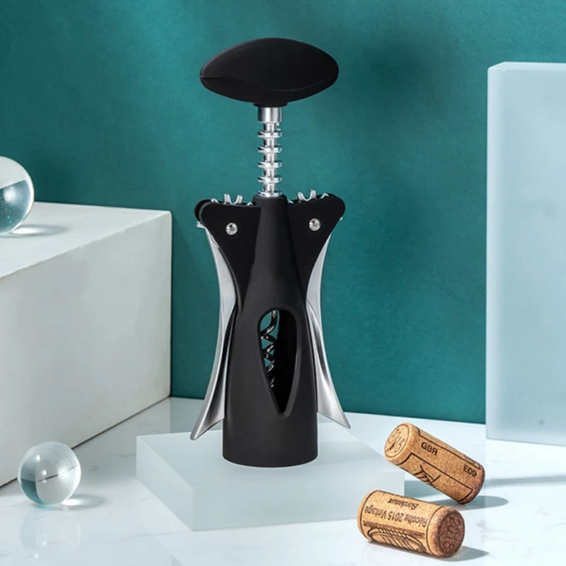 High Quality Zinc Alloy Black Wine Bottle Opener Champagne Bottle Openers Bar Durable Corkscrew