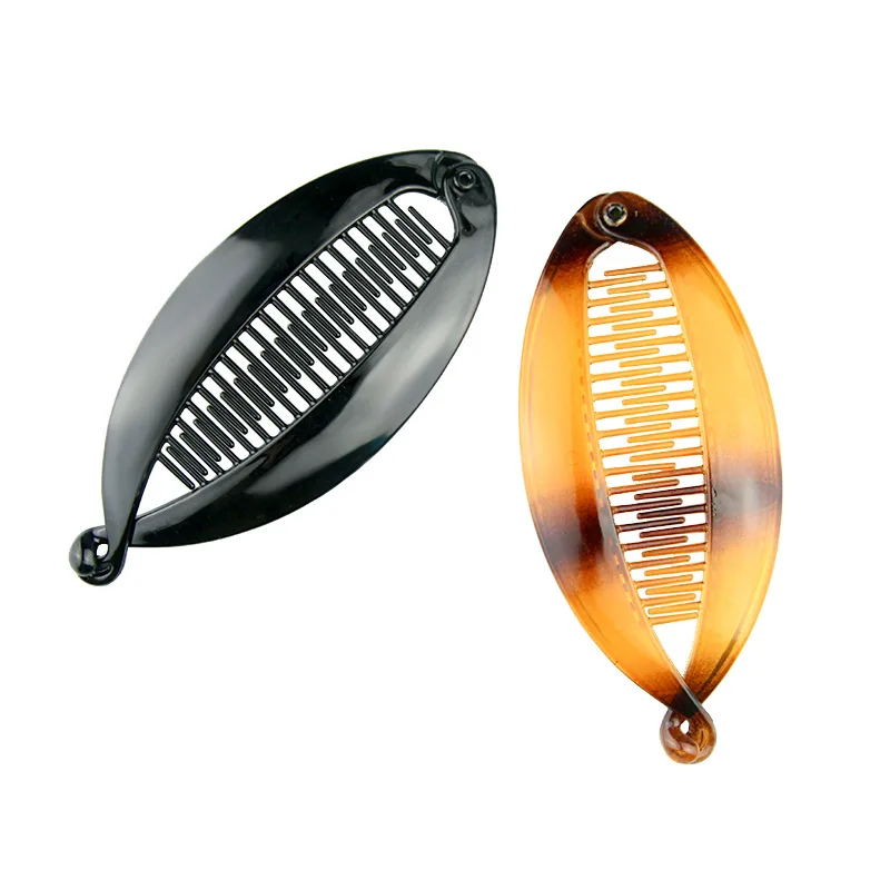 Wholesale Korean Fashion Large Simple Hair Clips Handmade DIY Rubber Paint Resin Material Banana Clip