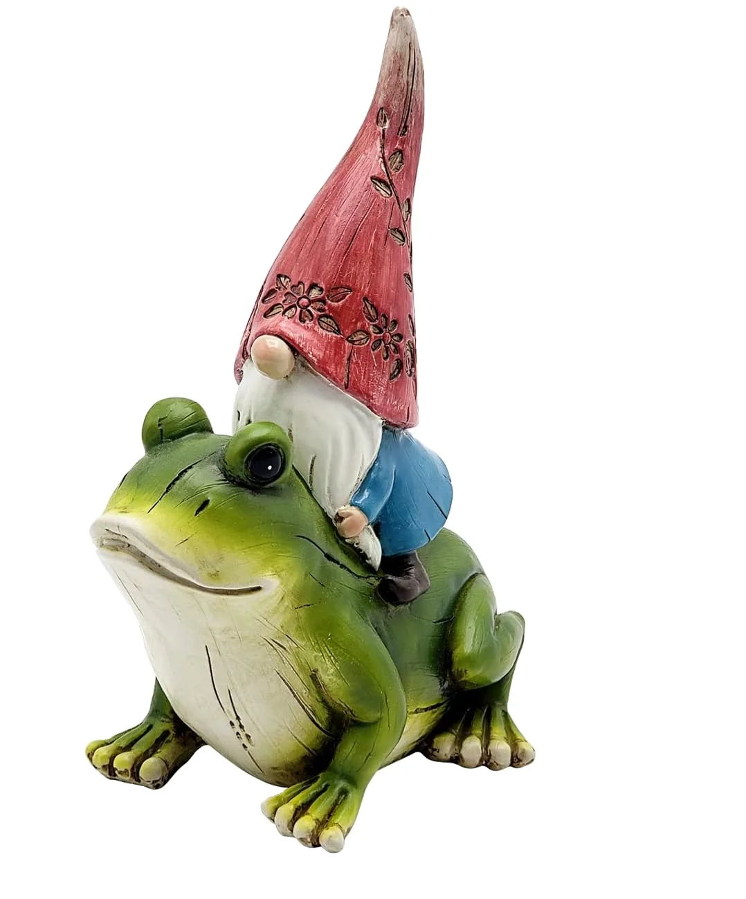 Resin Outdoor Decor Garden Gnome Statue Garden Gnomes Sitting on Frog Statue for Garden Yard Patio Lawn