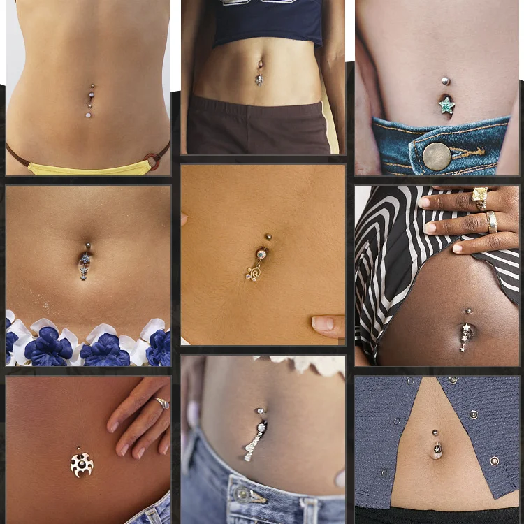 Rose Gold Silvercolor Navel Body Piercing Jewelry Beautiful Belly Button Ring Navel Dangle Body Piercing Jewelry