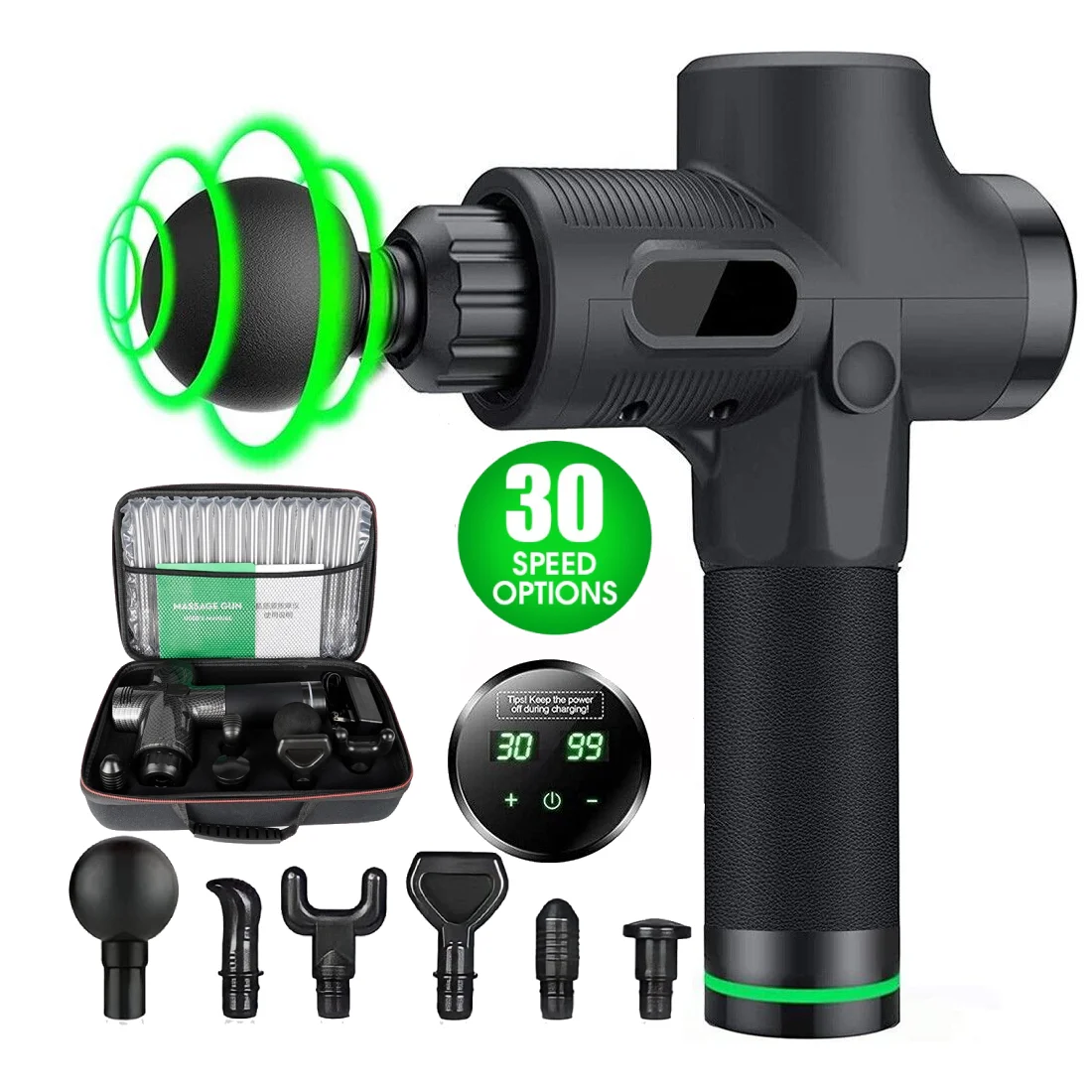 Hand Held High Quality Sports Fascia 30 Speed Vibration Body Massage Gun Deep Tissue Percussion Muscle Massager Gun Professional