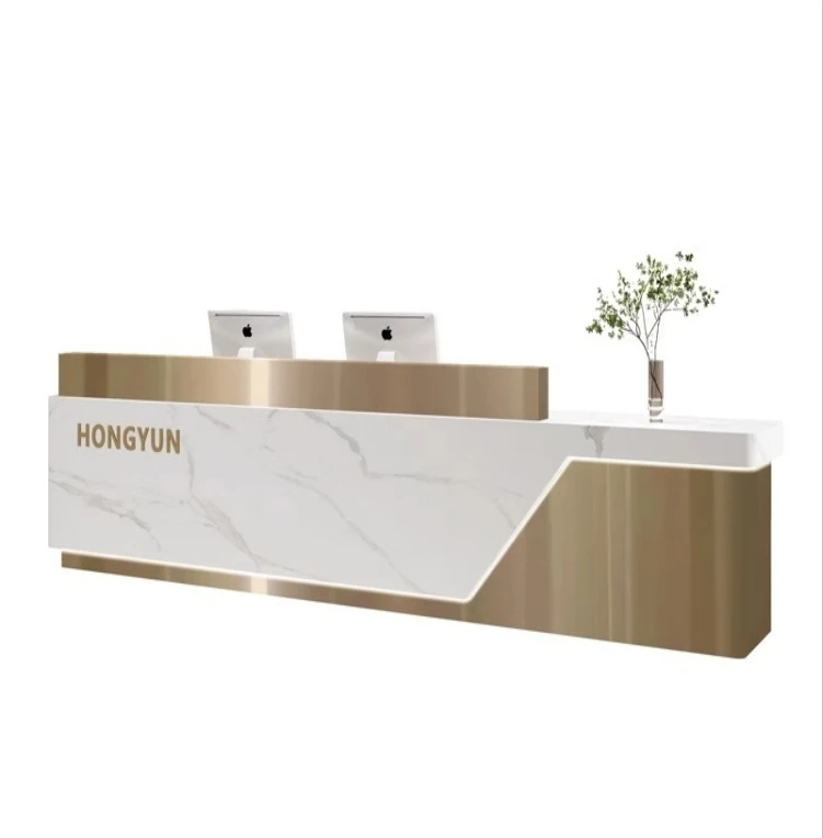 Luxury Modern White Reception Desk for Office Beauty Salon Nail Spa Company Lobby-for Hotels Front Counter Desk Wood Material