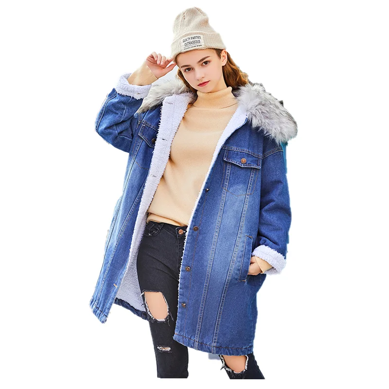2021 Women Wholesale Hot Sale Lady Winter faux fur Fashion Jean Jackets Denim Coats Denim Jackets