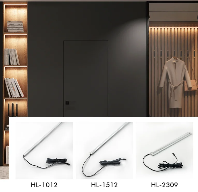 Gated/body induction intelligent aluminum slim cabinet light bar for bookcase wardrobe showcase