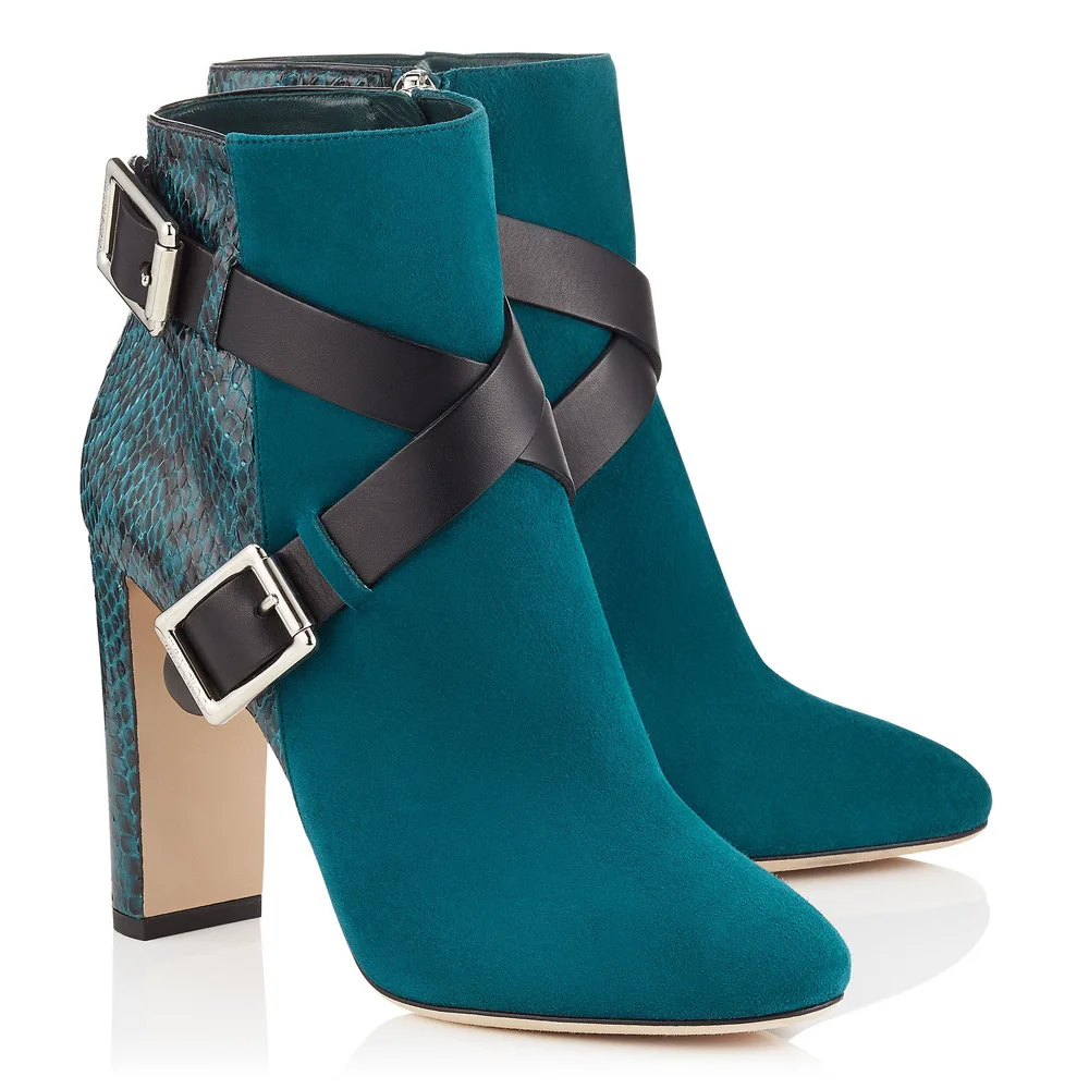 HMB173 2019 new fashion style new strength chunky high heel ankle suede upper women boots