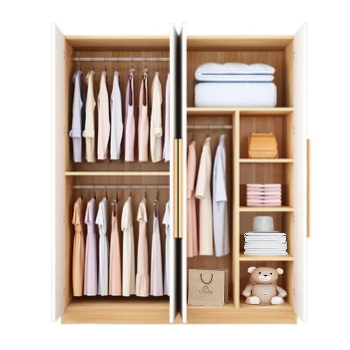 Wooden wardrobe cabinet bedroom wardrobe clothes closet simple and convenient organizer