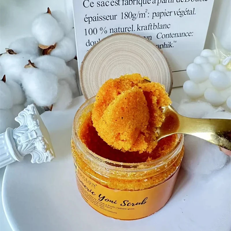 Turmeric Skin Brightening Scrub for Dark Spots, Dark Inner Thighs Bikini Area Underarms, Natural Exfoliating Scrub ALL NATURAL