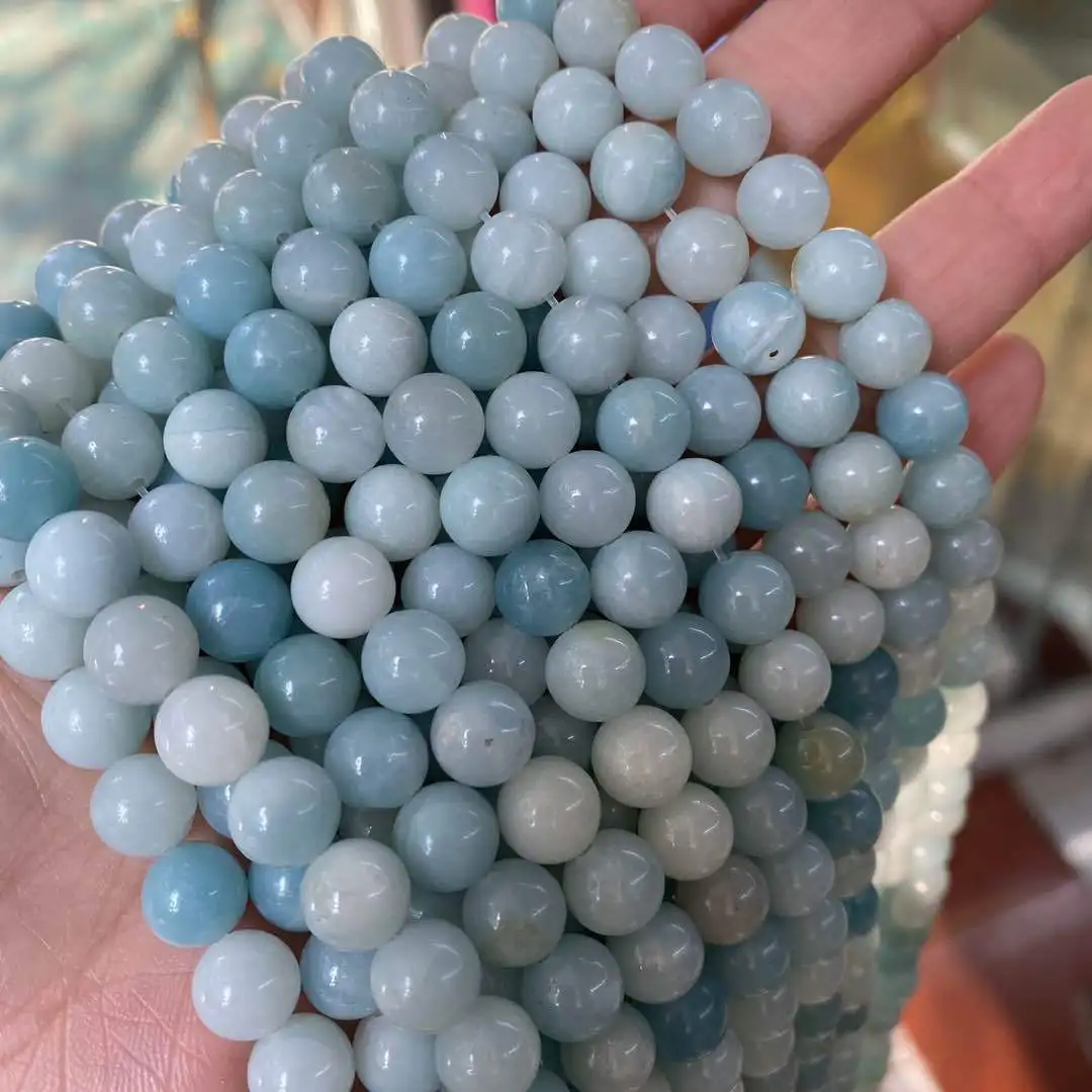 Healing Natural Amazonite Stone Wholesale Loose Gemstone Round Beads Blue Amazonite Stone Beads for Jewelry Making