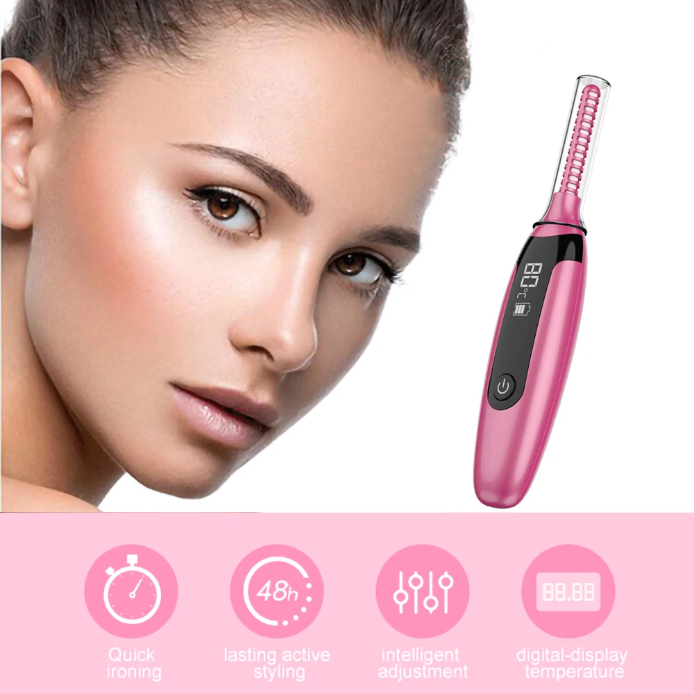 Wholesale Rechargeable Portable Mini Electric Eyelashes Curler Heated Lash Lift 3D Black Eyelash Curler
