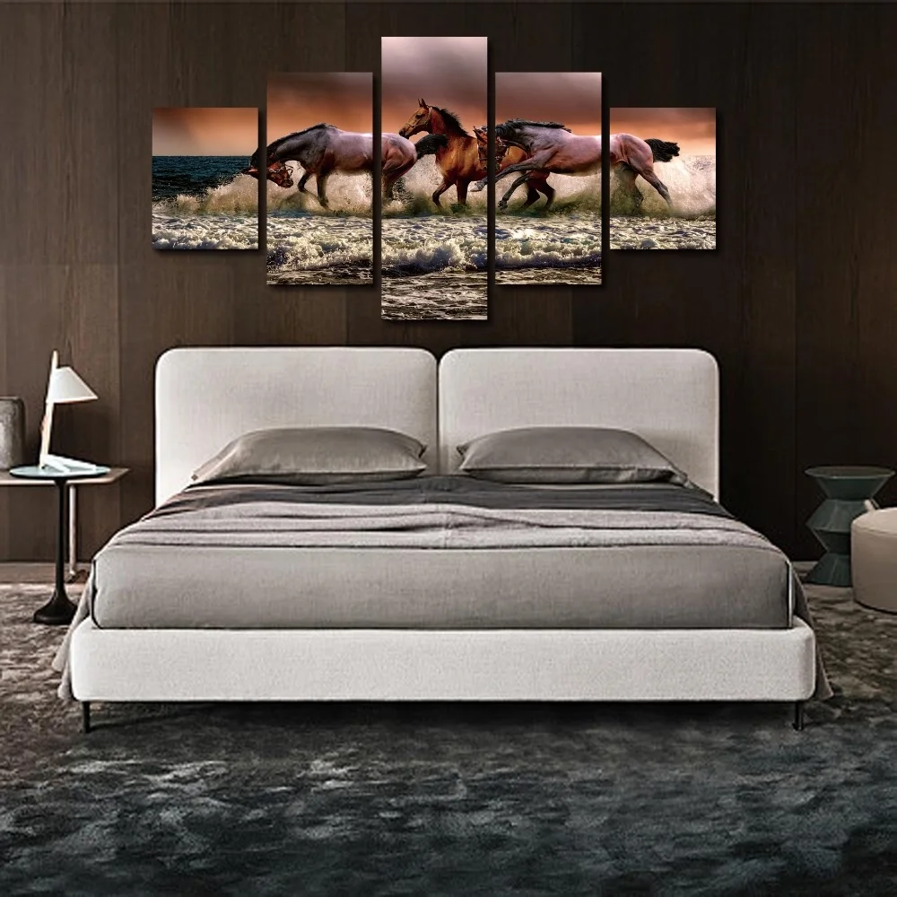 Large 5 Panel Abstract Home Goods Wall Art Canvas Painting