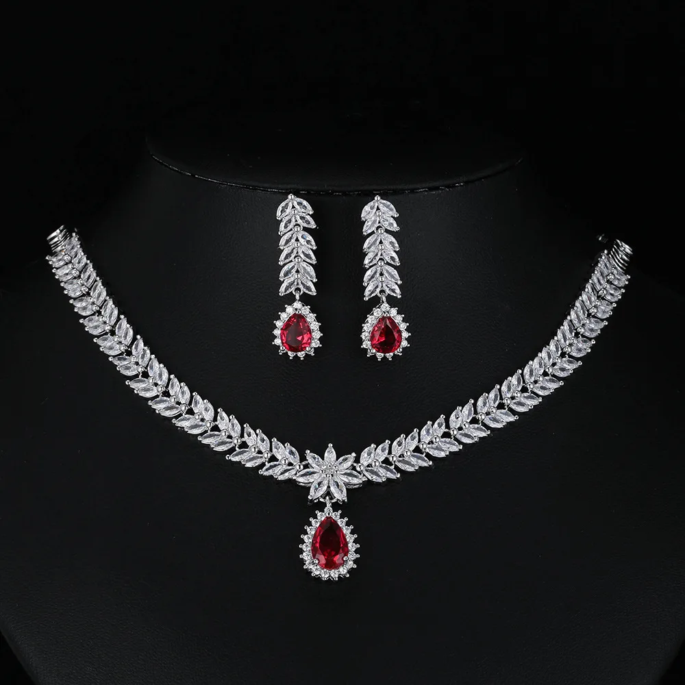 DAIHE SET-3876 Luxury Emerald Pendant Water Drop Horse Eye Flower Jewelry Tassel Set Jewelry