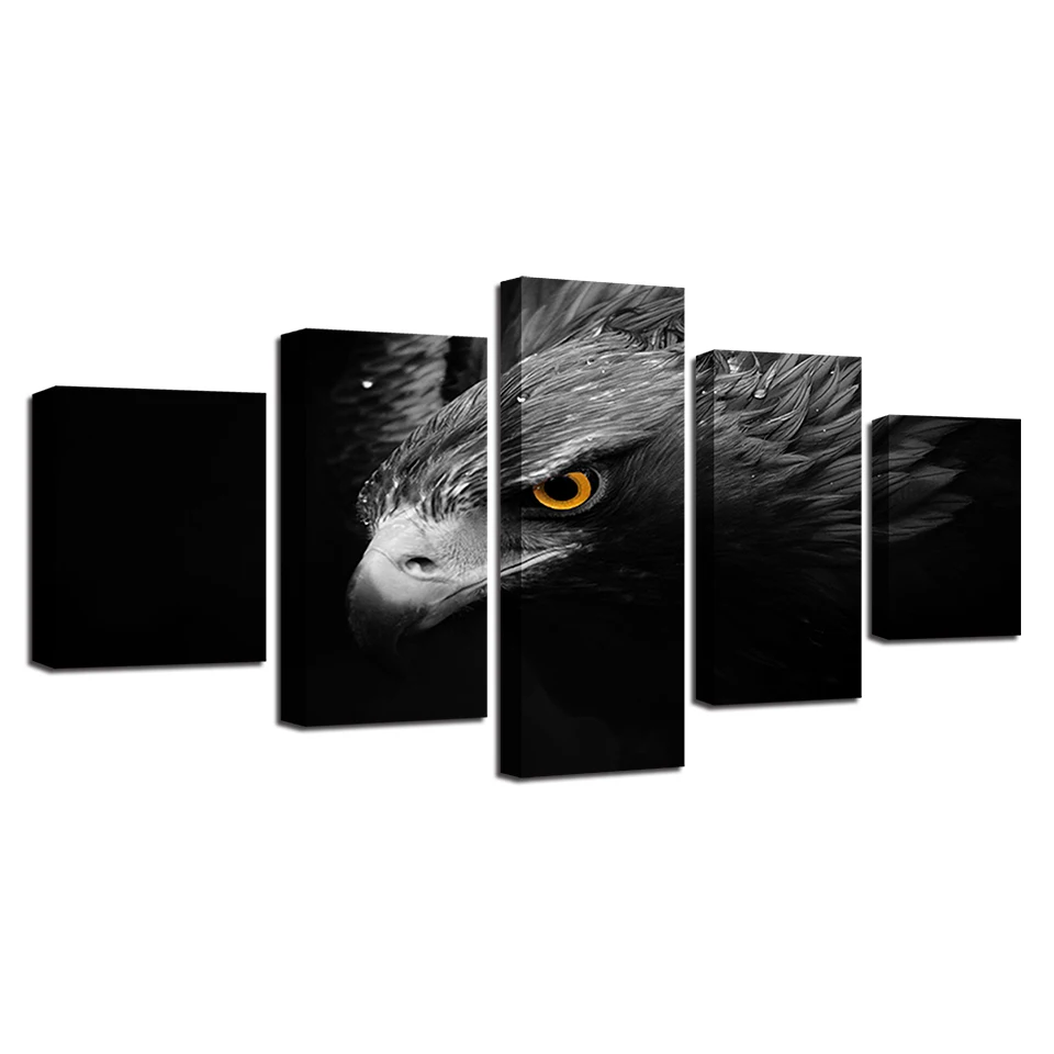 5 Pieces Gray Eagle Crow Modern Wall Art Pictures For Living Room Home Decor  Posters HD Canvas Painting