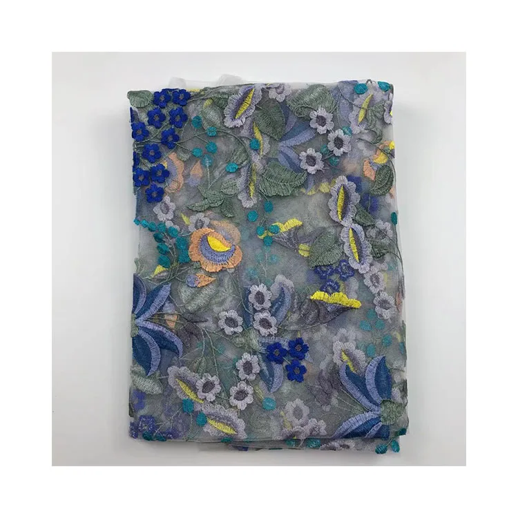 Новый китайский поставщик, модная вышитая ткань из 100% полиэстера, одежда с вышивкой