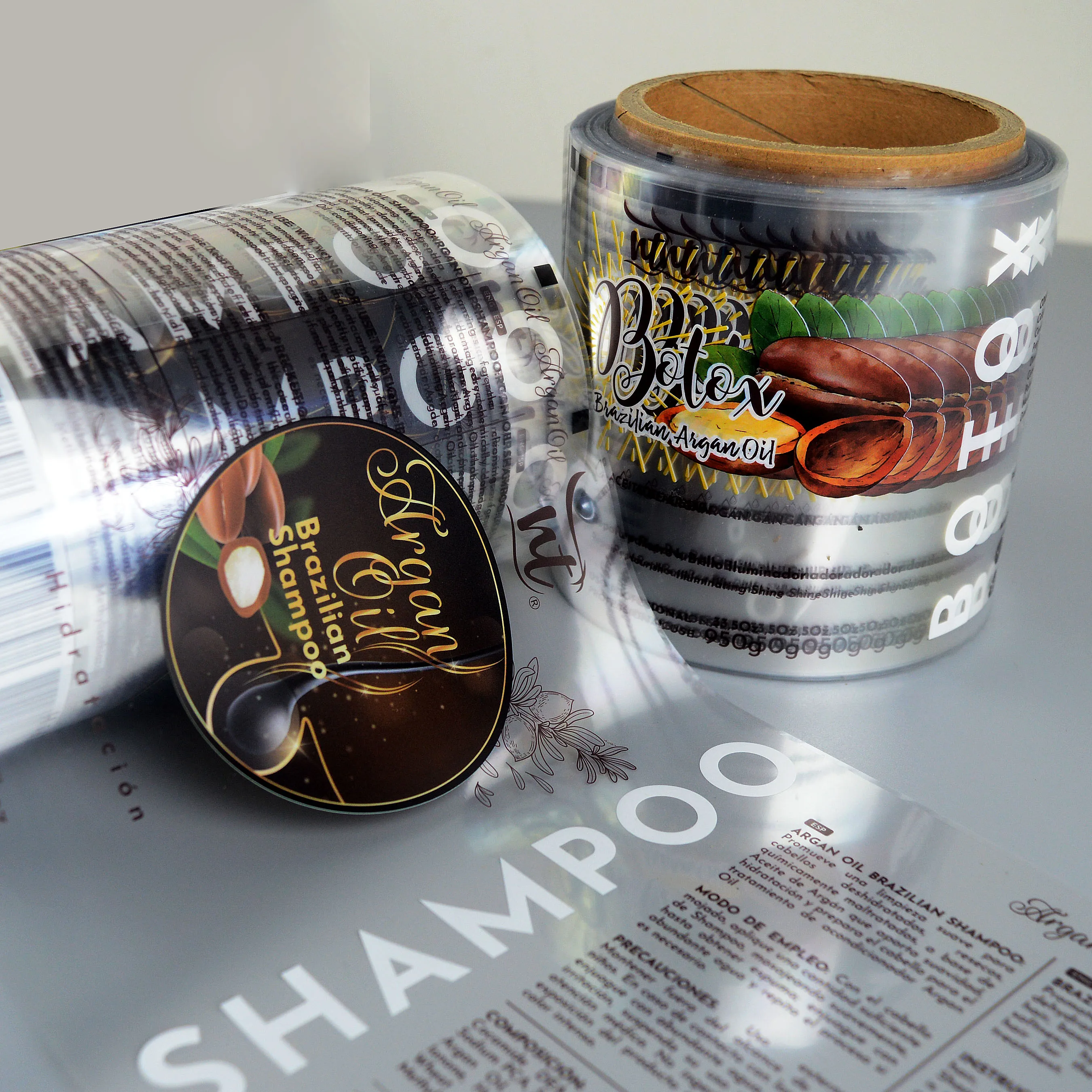 Custom printed waterproof white vinyl shower gel labels for daily care products