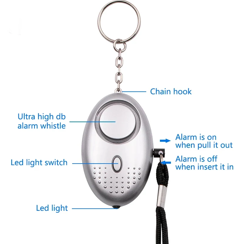 
Personal Emergency Alarm Self Defense 130DB Security Alarm Keychain with LED Light 