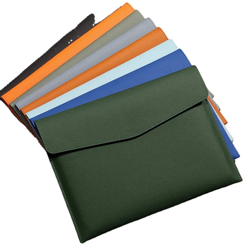 New Receipt Contract PU Leather Organizer Waterproof A4 File Folder Document Holder Envelope Hard Folder Case with Snap Closure