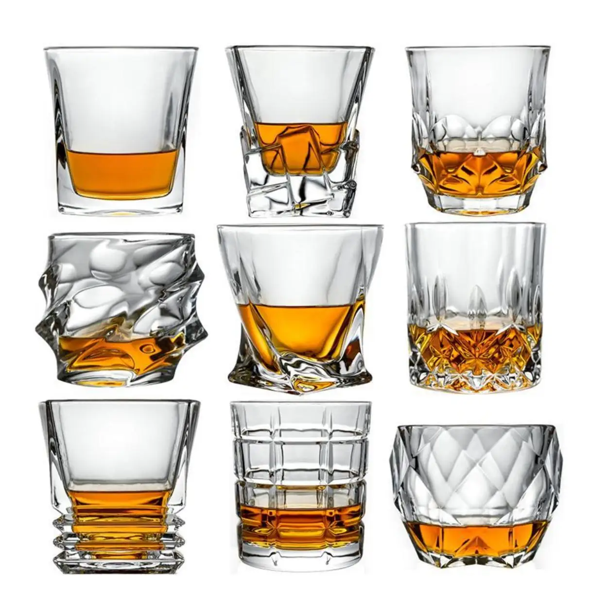 Brand Wine Glass Lead-free Transparent Crystal Beer Whiskey Brandy Vodka Cup Multi Pattern Drinkware Bar Gifts