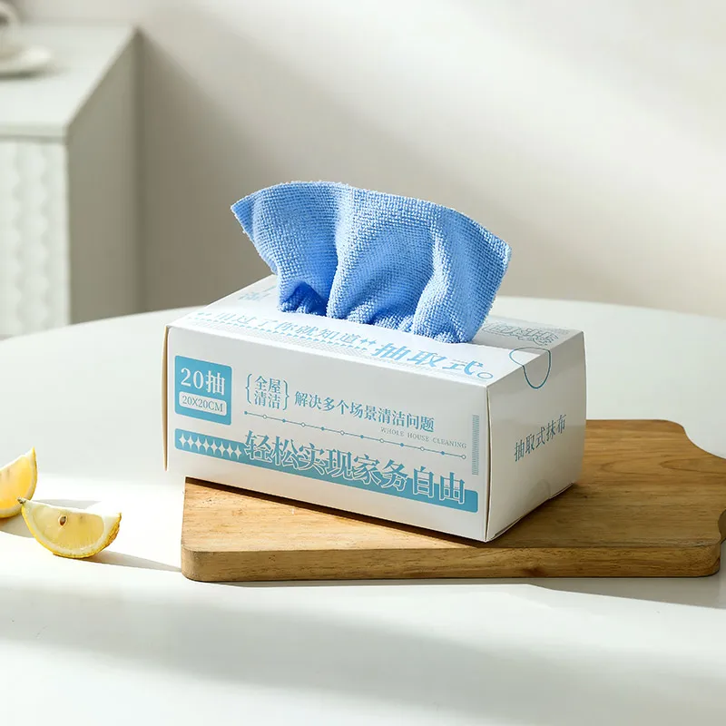 Microfiber Dish Wash Rags in A Box (Pack of 20)180GSM Lint Free Cloth  Reusable Kitchen Cleaning Home dust Auto Shops 8in BLUE