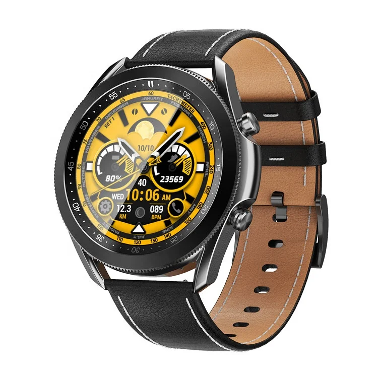 W3 smart watch round rotating dial BT phone call music multiple sport modes blood pressure oxygen ECG PPG for men smartwatch w3