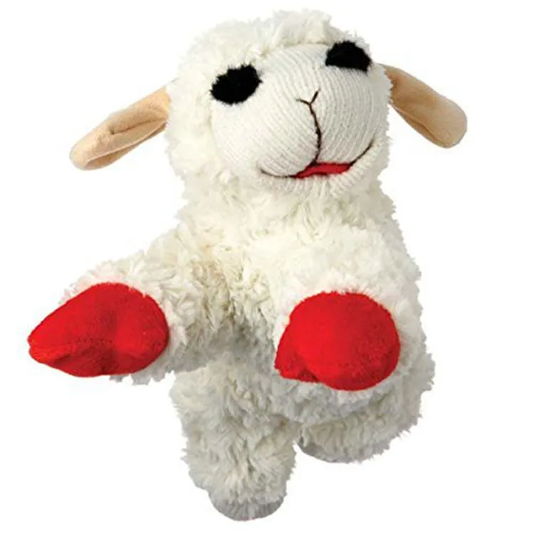 HOT selling Lambchop Squeaky Dog Toy with Crinkle Ears Plush Puppy Toy for Small and Medium Breed Non-Aggressive Chewers