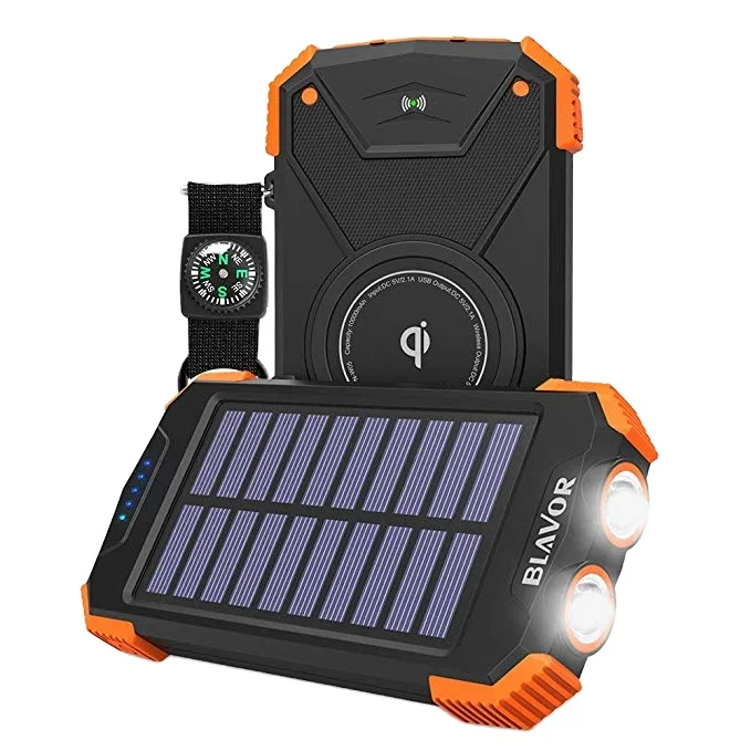 PN-W05 Power Bank Portable Wireless Charger 2.1A with Solar Panel and Flashlight 10000mah Folder Solar Power Bank