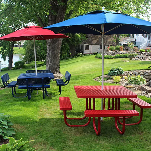  patio garden furniture metal outdoor restaurant dining table and chair square large picnic modern steel with