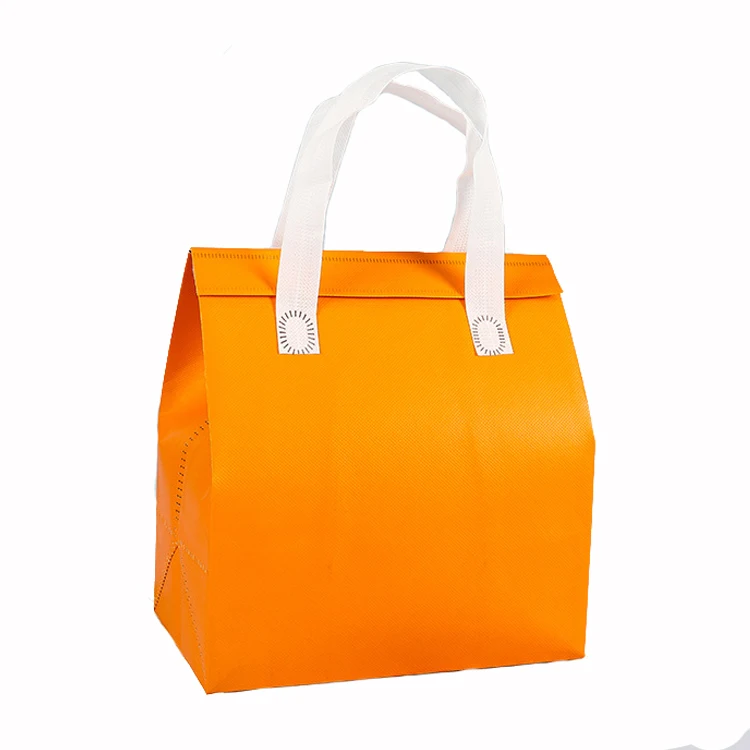 colorful film coated catering take out thermal bag custom logo aluminum foil cooler bag non woven portable lunch bag