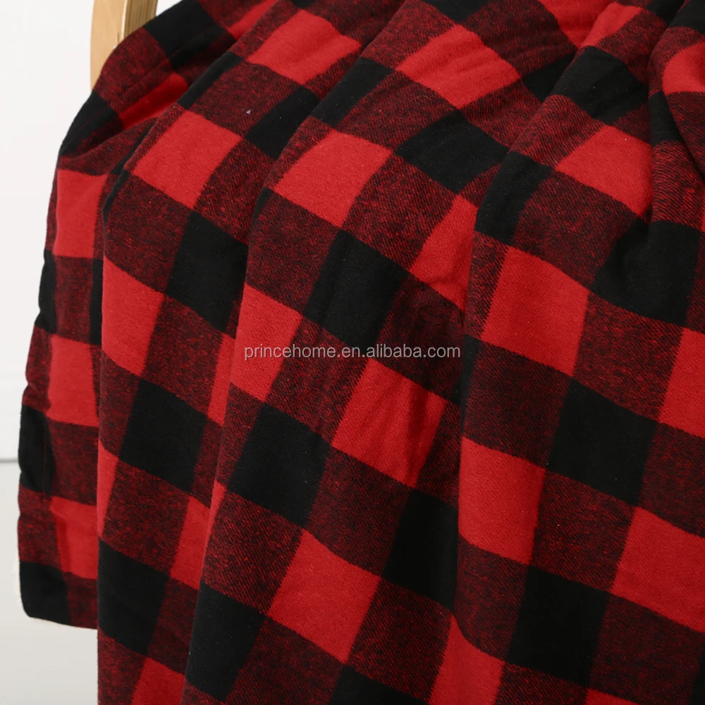 Red and Black Buffalo Check  Decoration Throw  With Warm and Soft Sherpa buffalo plaid blanket