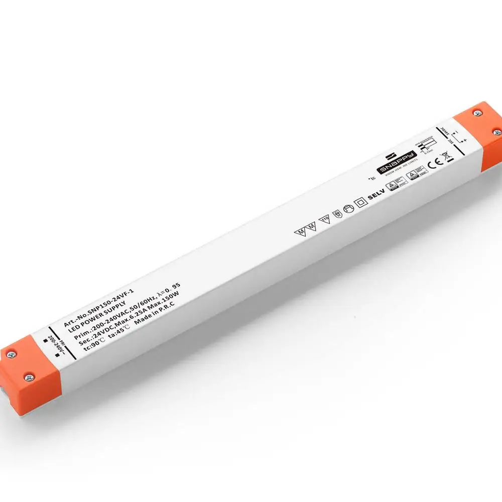 SNP150-VF-1 power supply  Input 200-240Vac 150W 12V/24V/48V IP20 constant voltage linear type super thin SNAPPY LED Driver