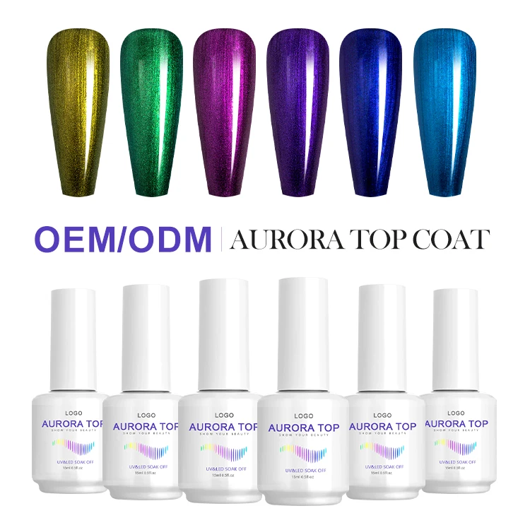 Nail Art Aurora  Top Coat 6 Colors  Top Coat for Your Nail Art