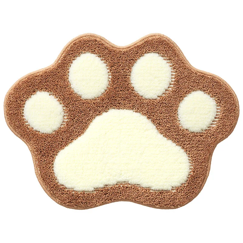 Fluffy Sheepskin Tuft Rug Bathroom Non -Slip Mat Water Absorbent Mat Cute Cartoon Cat Paw Rug
