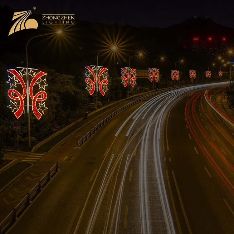 Outdoor Waterproof Holiday Decoration Street Pole Mounted LED Star Motif Lights