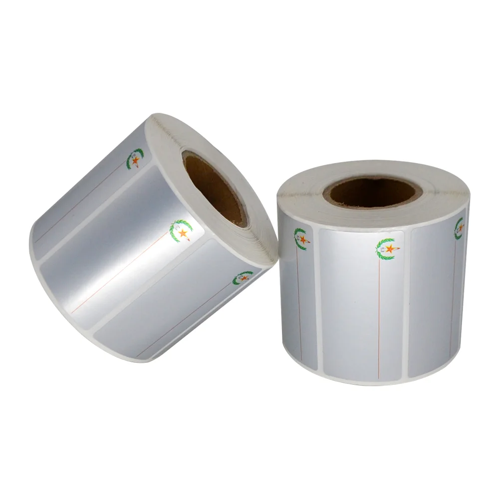 Custom pre-printed electronics sticker matte silver thermal transfer polyester round roll label