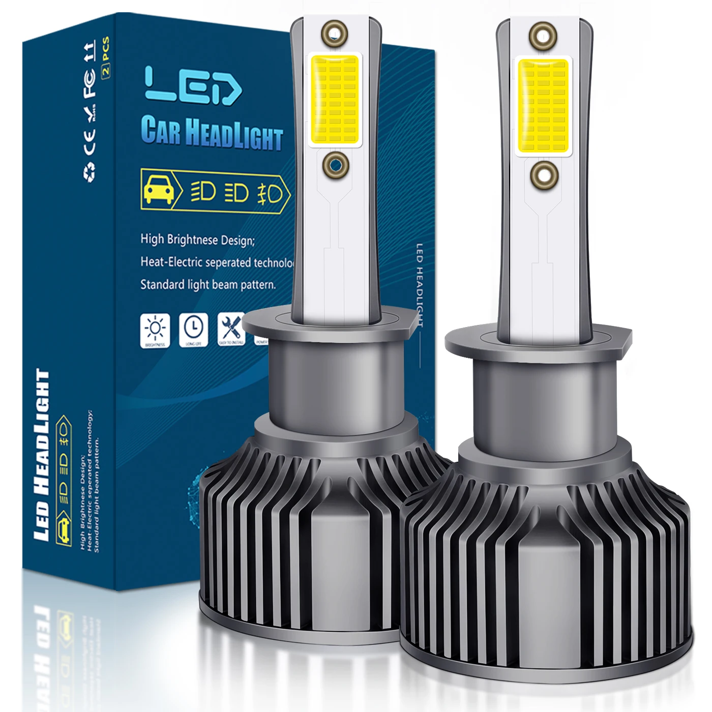 45W COB Headlight For Car Truck Off Road  8000lm 2 Sides COB Headlight Bulbs H4 H7 H11