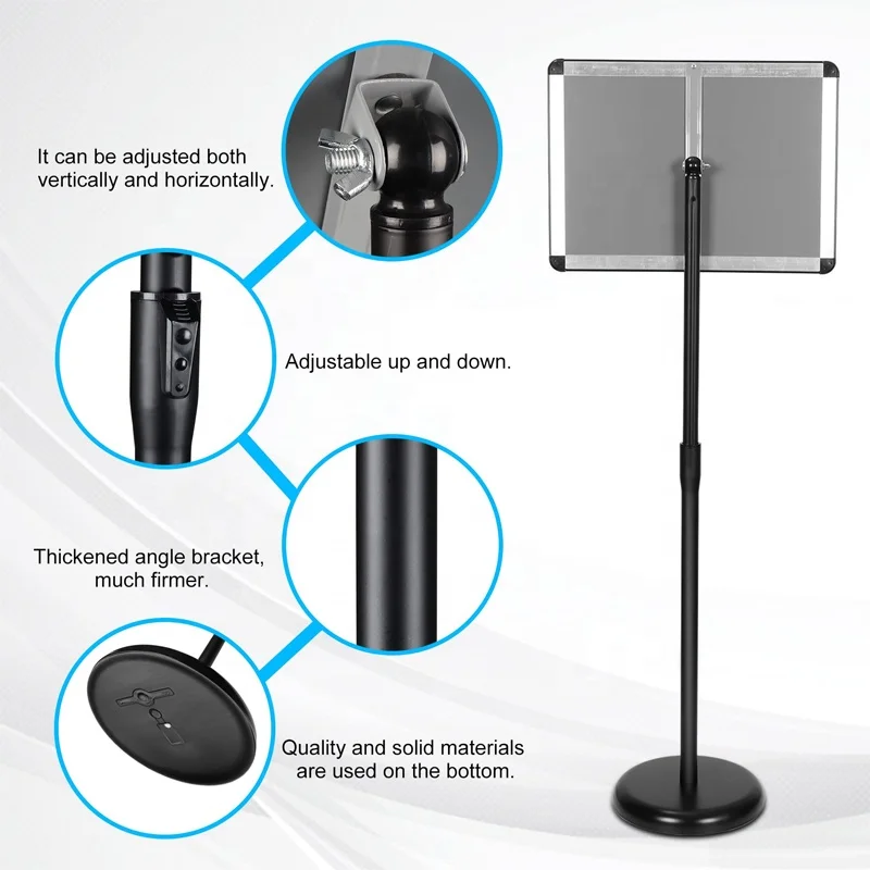 Sign Holder 11x17 Inch, Adjustable Floor Sign Stand with Heavy Duty Base, Aluminum Poster Frame