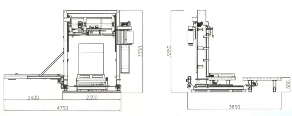 
Automatic pallet strapping machine with integrated stretch wrapper 