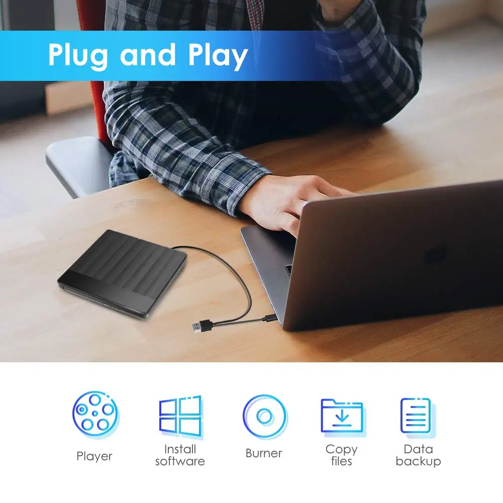 
Raycue External CD / DVD Player Drive USB 3.0 CD Rom Disk Reader & Burner USB DVD player External DVD Burner 