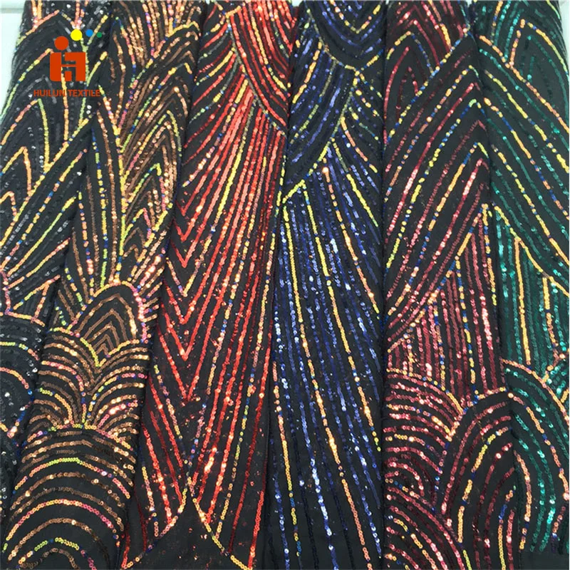 HLJ233 wholesale gold mesh 5mm sequin fabric for wedding party