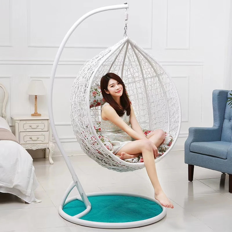 Water drop shaped rattan swing egg chair style pe wicker hanging chair egg chair outdoor patio furniture hammock rattan