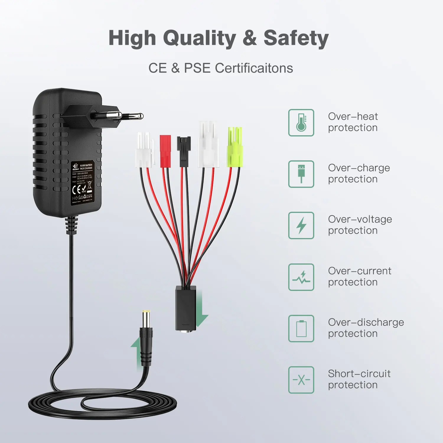 High Quality 2-10s 2.4v-12v Nimh Nicd Battery Charger With 6 Connectors For Car Boat Drone Model Universal Rc Charger