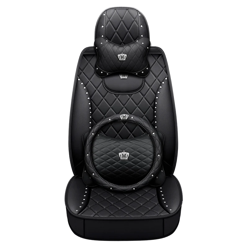 Роскошный дизайнерский чехол на сиденье автомобиля в виде короны новый дизайн бриллиантовый кожаный полный комплект чехлов на сиденья автомобиля с модным чехлом горячая распродажа