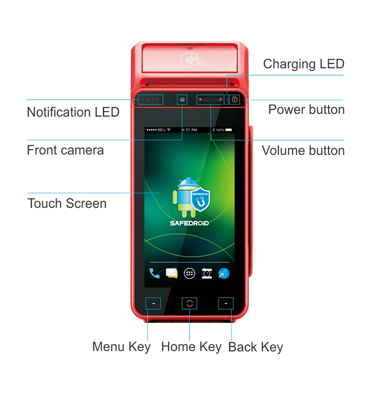 New released smart payment pos terminal with Quad-core 1.1 Ghz CPU  5600 mAh battery EMV L1 &L2  PayWave  PayPass certificated