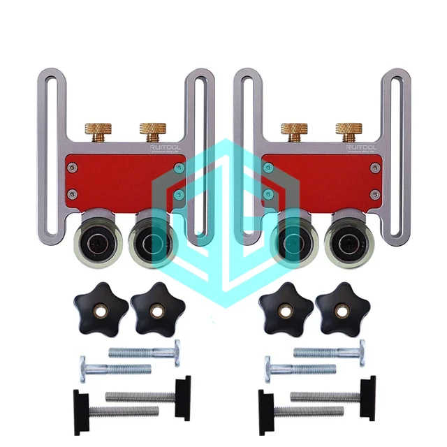 Table Saw Bearing Stock Roller Feeder Thickened and Dual Layer Wheels Aluminum Alloy Adjustable Table Saw Push Block
