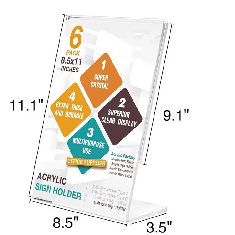 Wholesale Custom Display Stand A3 A4 A5 Sizes Display Menu Transparent Acrylic Sign Holder With Digital Printed Graphics