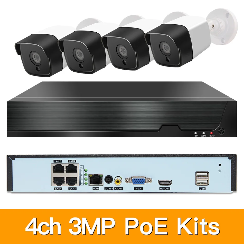 Комплект камер видеонаблюдения NVR Poe 4 8 16 каналов 32 МП