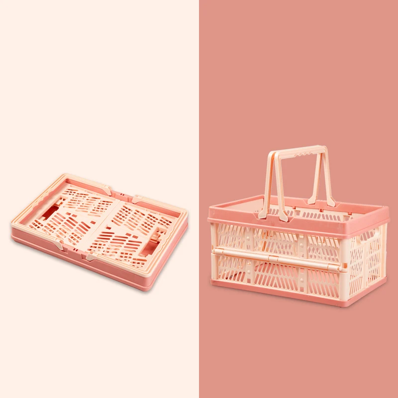 Wahsun Large Capacity Supermarket Plastic Shopping Basket Market Basket Collapsable Basket For Supermarket